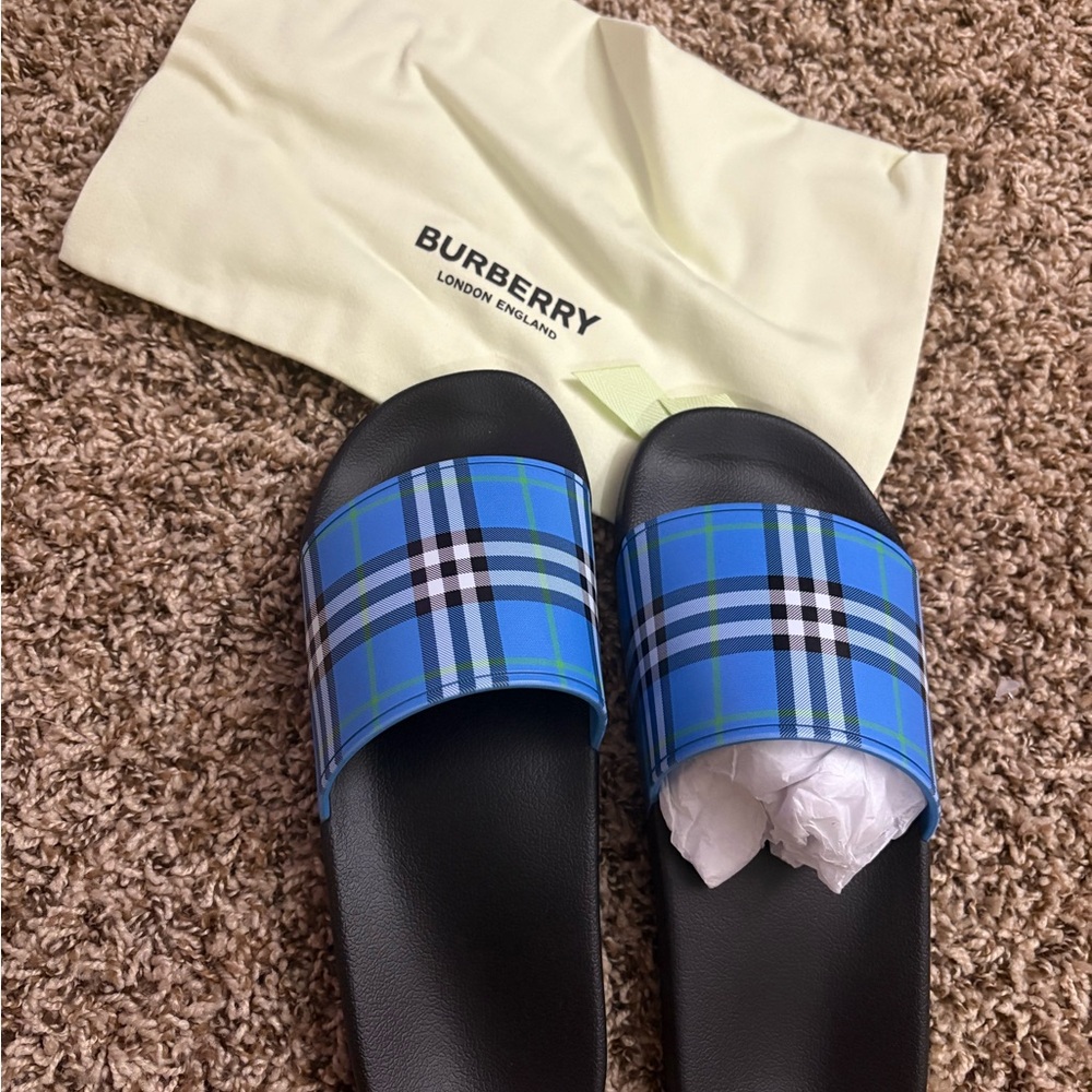 Burberry Black Sole Slides with Dust Bag